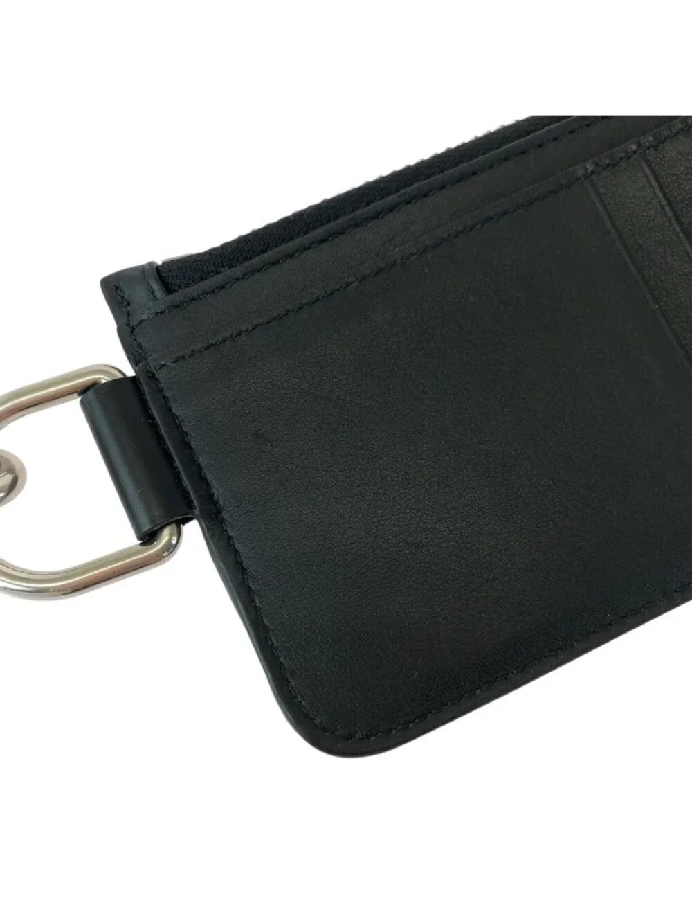 Balenciaga Logo Black Leather Chain Coin Case Fragment Card